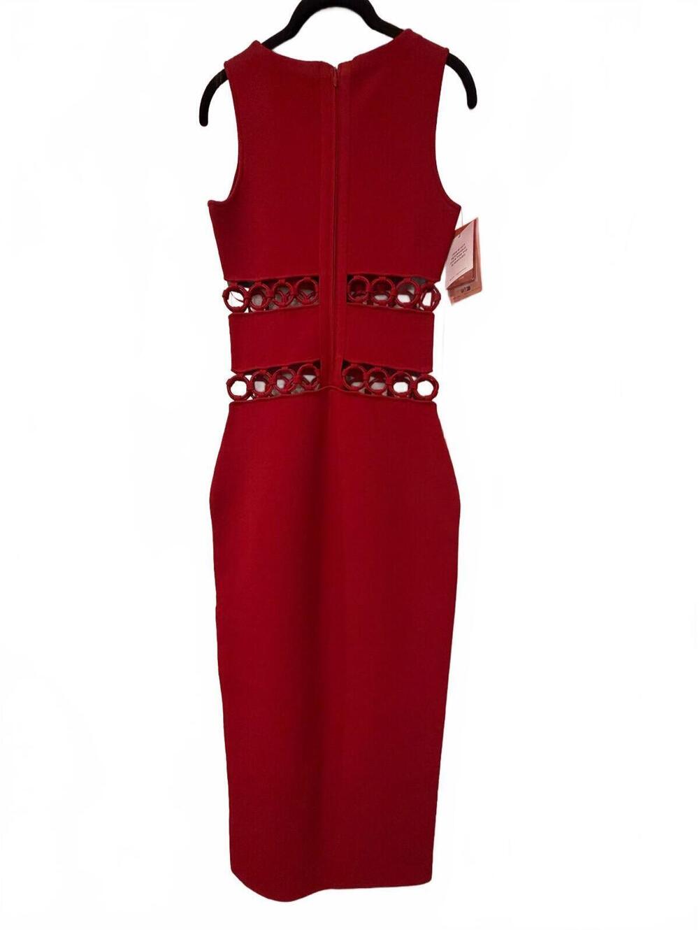 NWT Cult Gaia River Cutout Embellished Stretch Knit Midi Dress Merlot Size XS - Picture 9 of 12